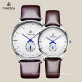 Top Quality Couple Lover Watch with Brown Genuine Leather 70004